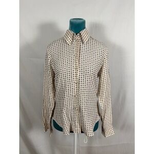 VINTAGE CARLIE'S COURT 100% SILK GEOMETRIC BLOUSE 90s Designer quiet luxury